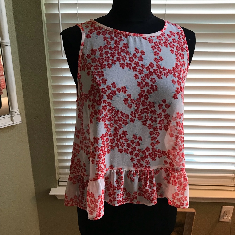 Sheer Floral Peplum Top